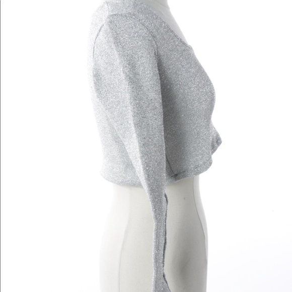 ✨Silver Sparkle Metallic Crop Top w/ Gloves OS - Picture 4 of 8